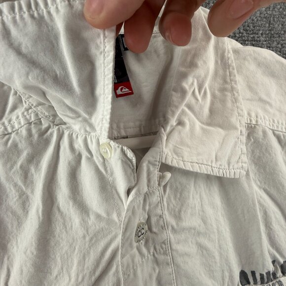 Quiksilver Loop Graphic Print All Cotton Camp Short Sleeve Medium White Casual - Picture 11 of 16